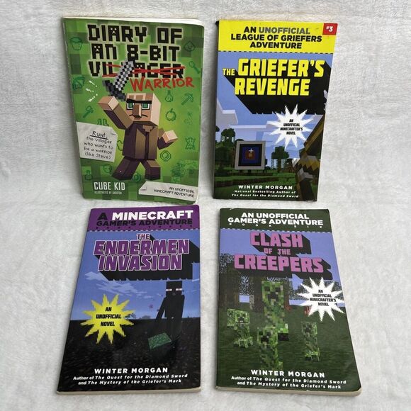 Lot Of 4 Minecraft Books Gamers Adventure Diary Of A Warrior League Of Griefers - Picture 1 of 10
